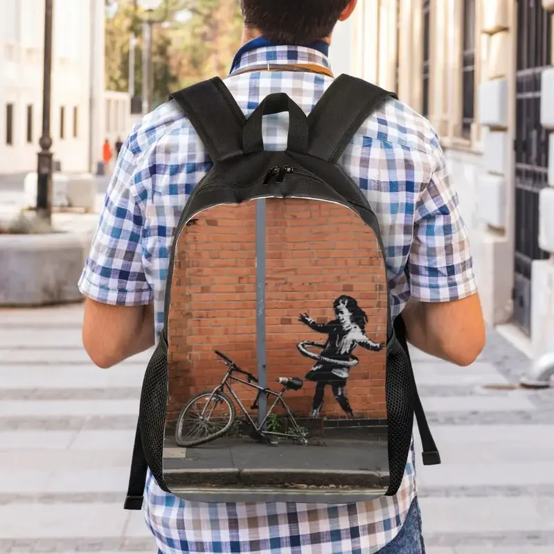 Mochila personalizada Banksy Hula Girl para hombres y mujeres, impermeable, Escuela Universitaria, arte callejero, bolsa de Graffiti, bolsas de libros impresas