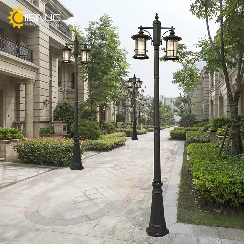 

Outdoor Lamp Post Light 2 Head Classic Black Lamp Pole with Bubble Glass Panels E27 Base Waterproof Street Lighting for Backyard