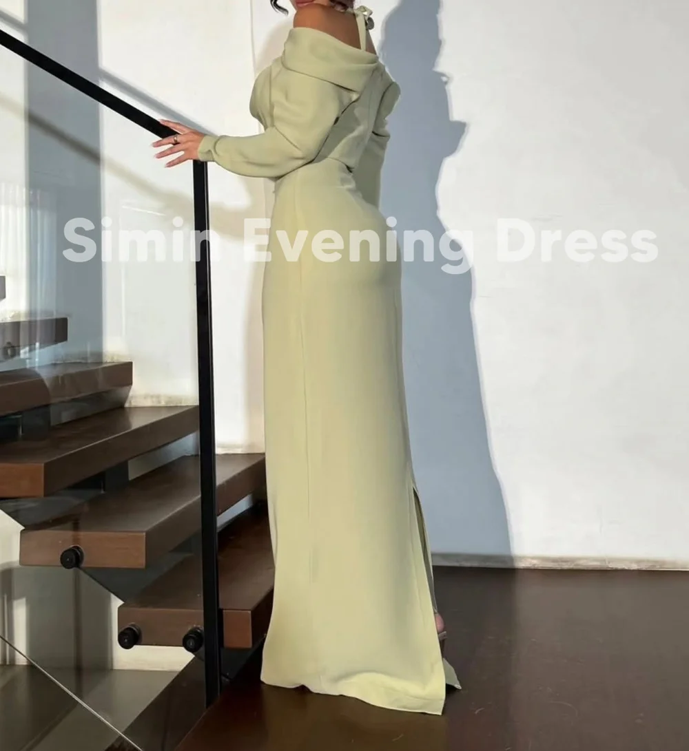 심인 홀터 카울넥 엠파이어 시스 플로어 기장 러플 사우디 이브닝 드레스 롱 슬리브 파티 드레스 여성용 2025