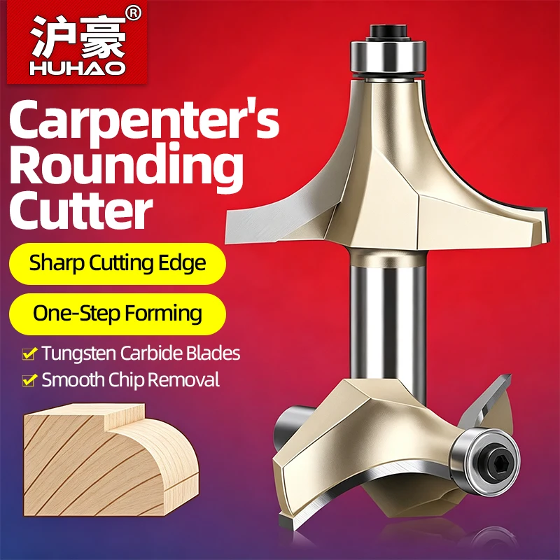 HUHAO 6.35mm 12.7mm Shank Fillet Cutter Chamfering Router Bit Tungsten Alloy Fillet Router Bit Trimming Machine Router Bit