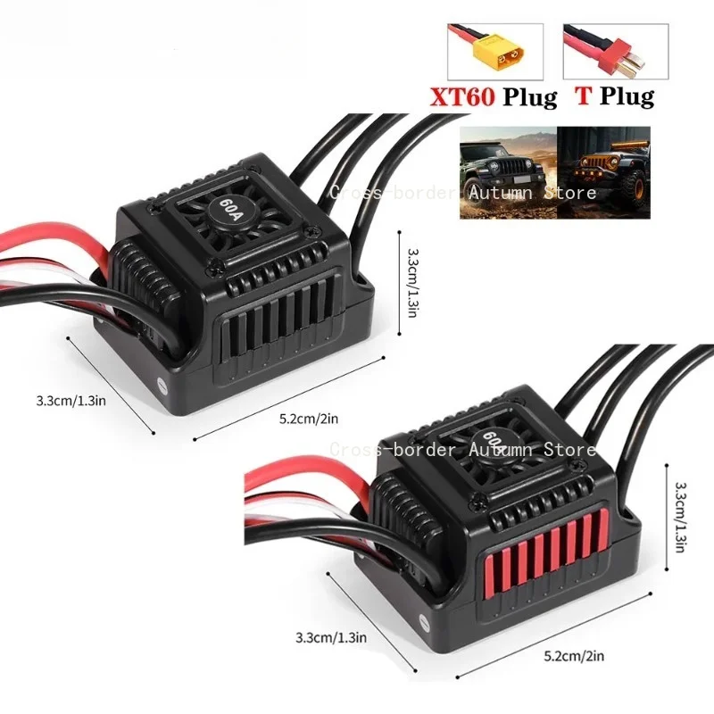 45A 60A RC ESC Waterproof Sensorless Brushless 2-3S 5.8VBrushless ESC with XT60/T Plug for RC Cars Truck Program