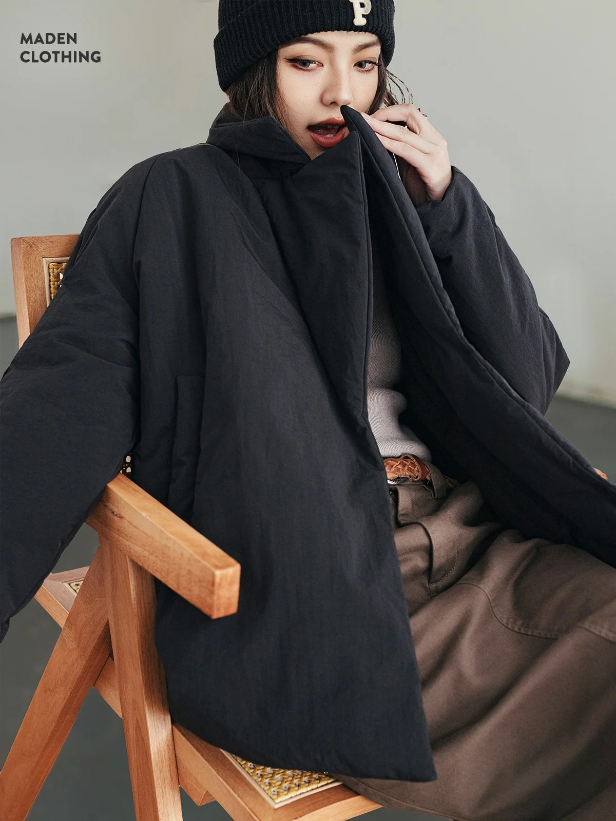 

Женское удобное свободное хлопковое пальто Maden Commute Thiened с воротником-стойкой, теплая универсальная зимняя верхняя одежда