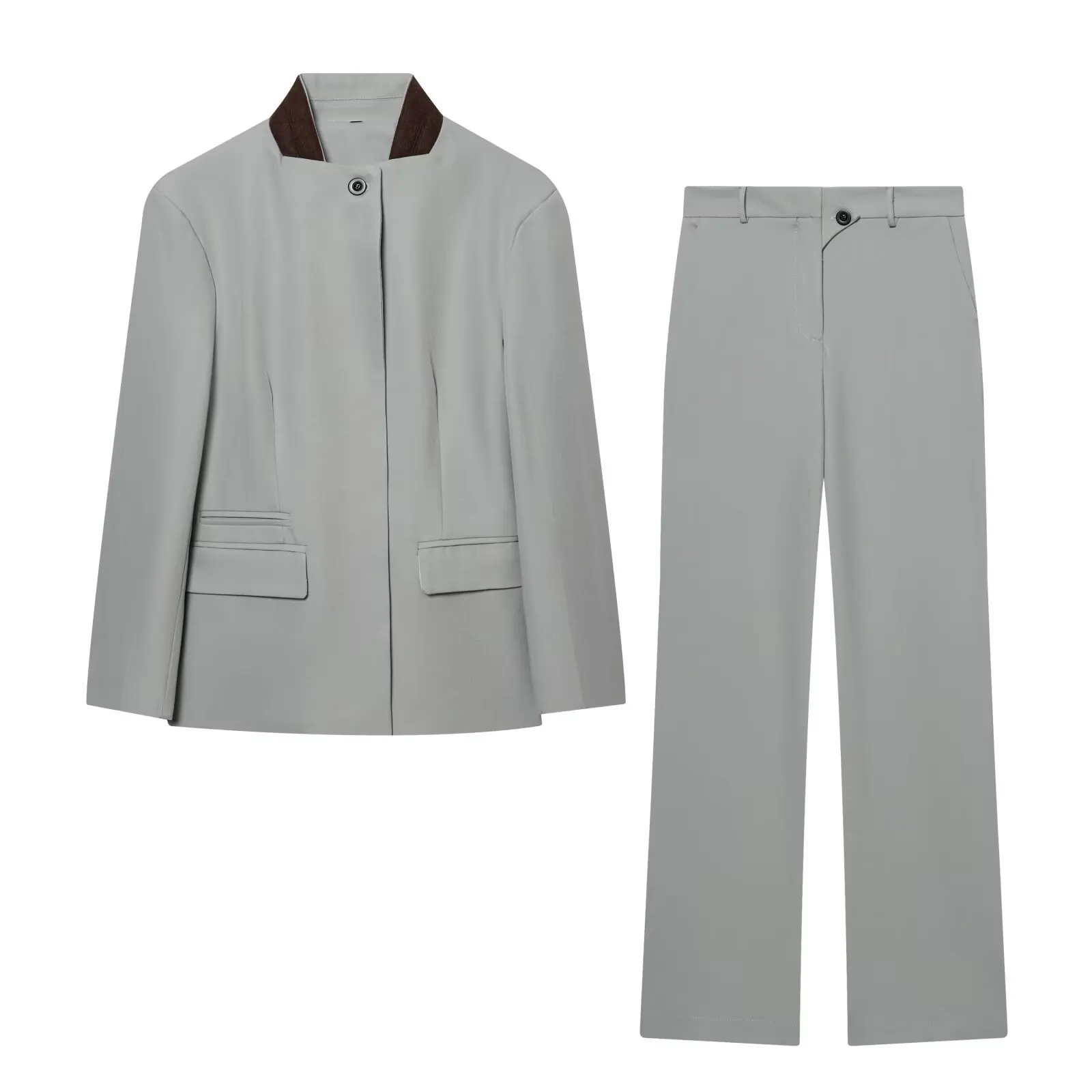 

Женский костюм SuperAen: Новинка лета 2026 – Блейзер с длинными рукавами и расклешенные брюки со средней посадкой, комплект из двух предметов