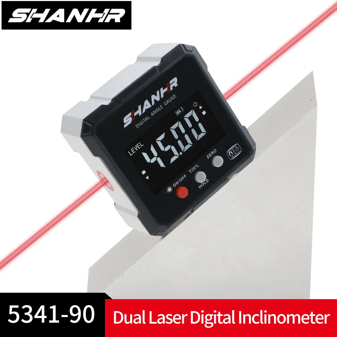 SHANHR 4-Side Magnetic Angle Gauge Cube Inclinometer Miter Protractor with 2-Side Electronic Laser Level for Table Saw