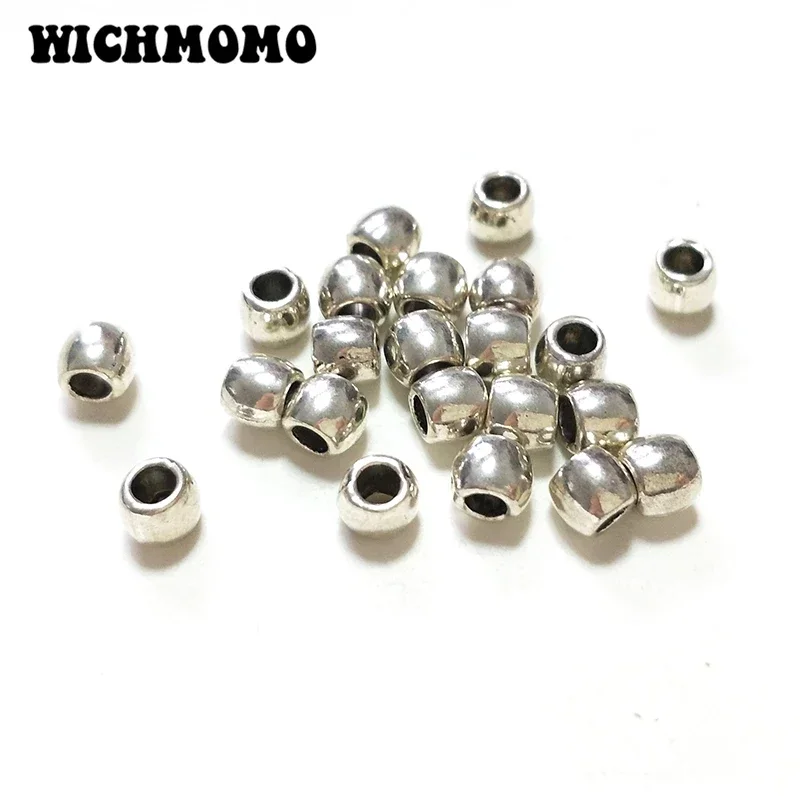 New 50pieces 6mm Retro Zinc Alloy  Oval Shape Big Hole Interval Beads for DIY Bracelet Jewelry Accessories