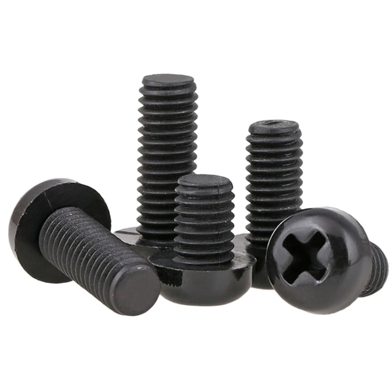 Black Plastic Screws Nylon Phillips M2 M2.5 M3 M4 M5 M6 M8 Round Head Flat Head Assorted Screw Bolt Set
