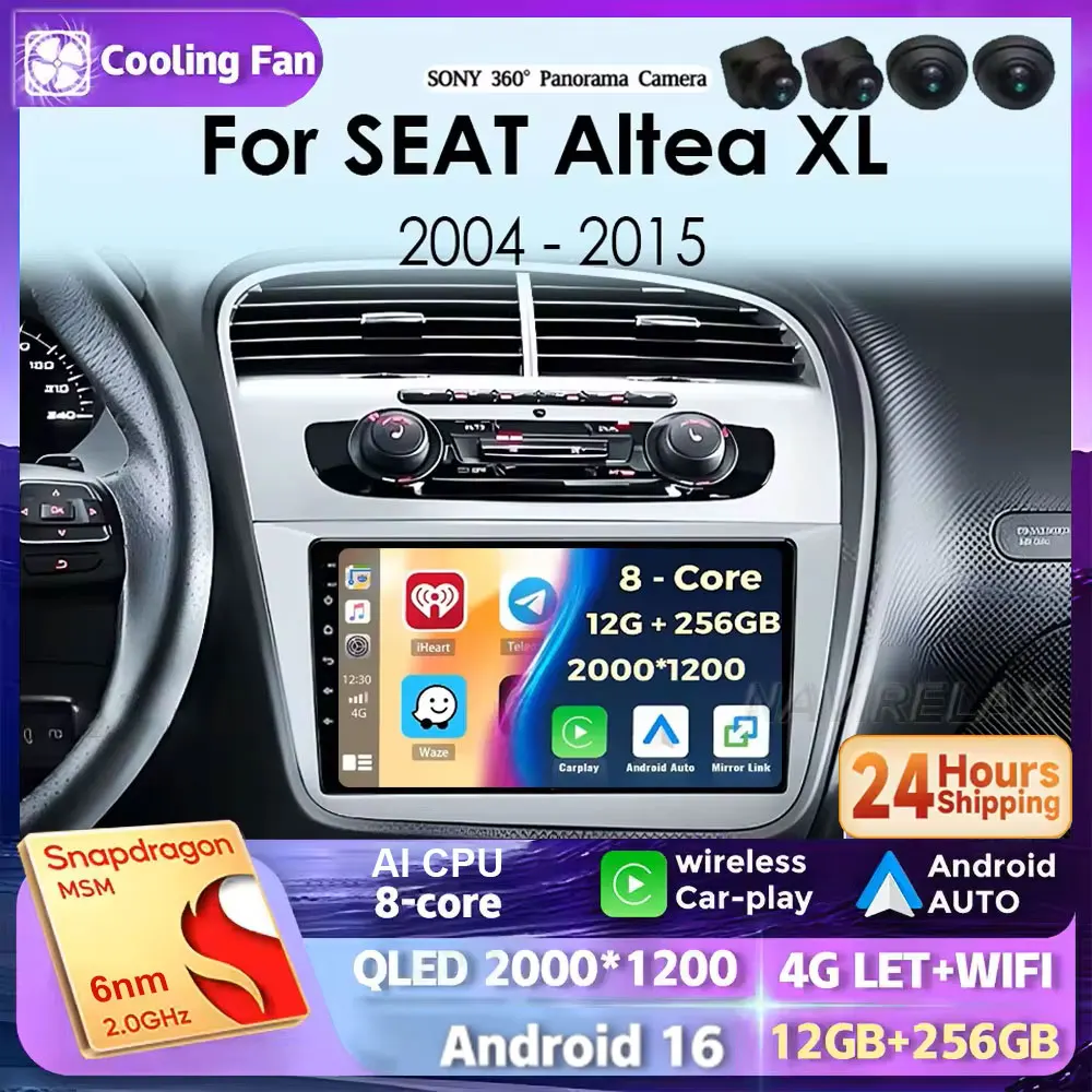 Android 16 Car Radio Multimedia For SEAT Altea XL 2004 2005 - 2015 Qualcomm Player Wireless Carplay Android Auto GPS Navigation