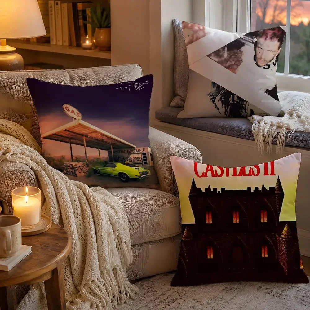 Hip Hop Music Rapper L-Lil P-Peep Cushion Cover Pillow Cover Soft Plush Fabric Removable Washable Sofa Chair Bed Decoration