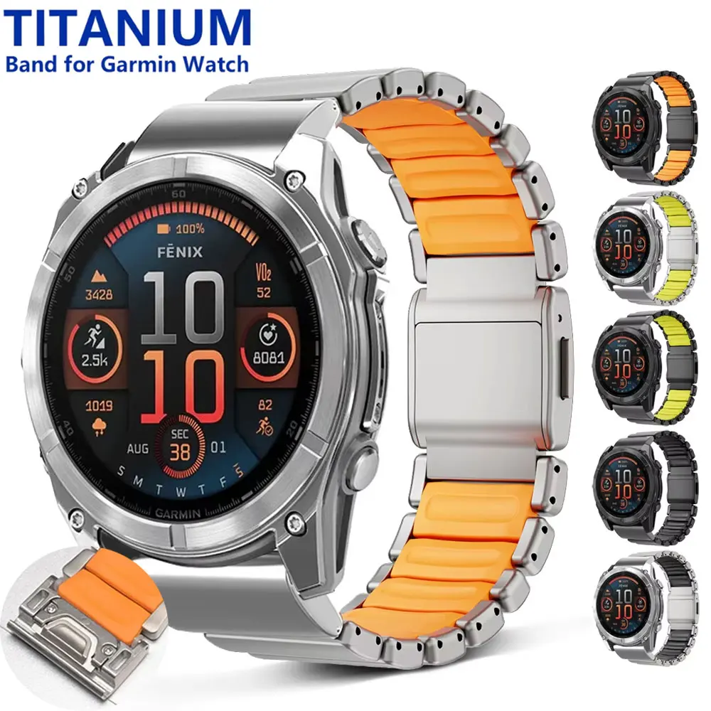 QuickFit 22mm 26mm Fenix8 Uhrenarmband für Garmin Fenix 8 47mm 51mm 7 7X/6 6X PRO/5 5x puls/Epix Pro/Enduro 3 Magneti Titanium Band