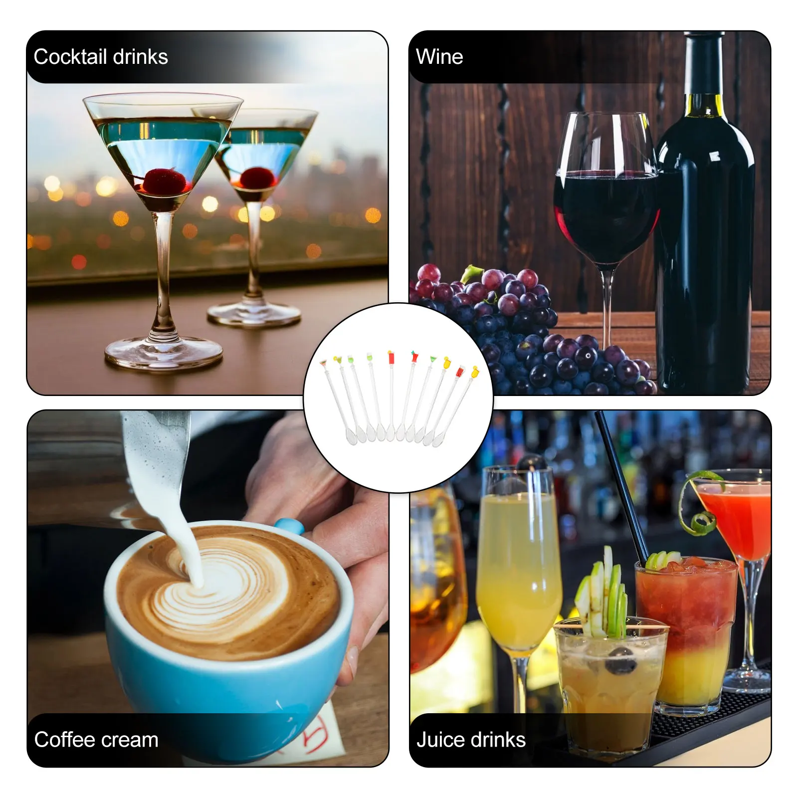 

10pcs Drink Stirrer Premium Material Reusable Cocktail Mixing Sticks Bar Coffee Juice Blender Party Tools