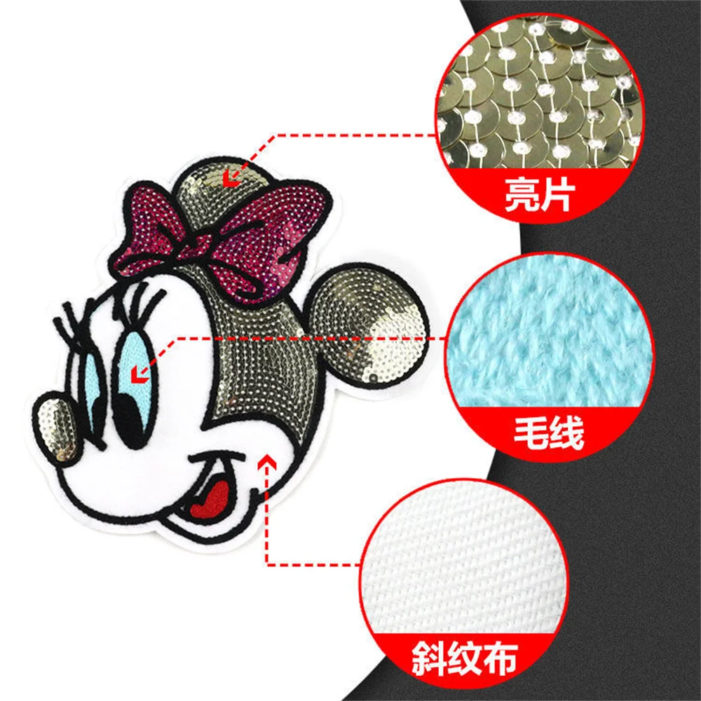 Disney Cute Mickey and Minnie Anime Cartoon Image Ironing Patch Clothing Sticker Embroidery Patchwork Accessories Badge DIY