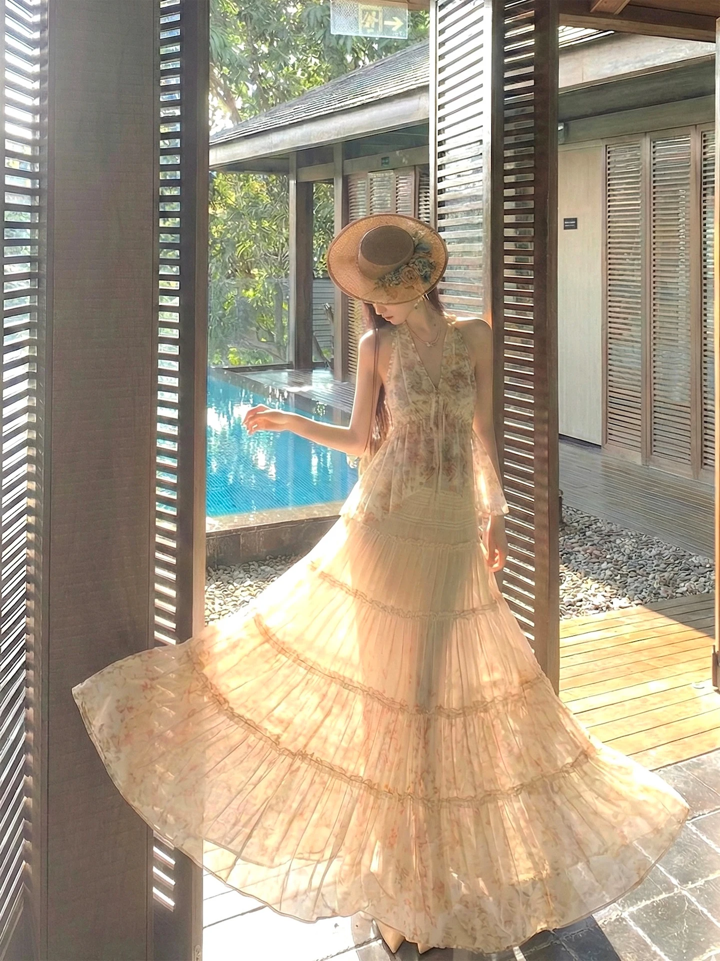 

Walkink Eternal Flower Vaion Sle Off-oulder Maxi Skirt with Dstring f-length Spring New Faion Women's Set