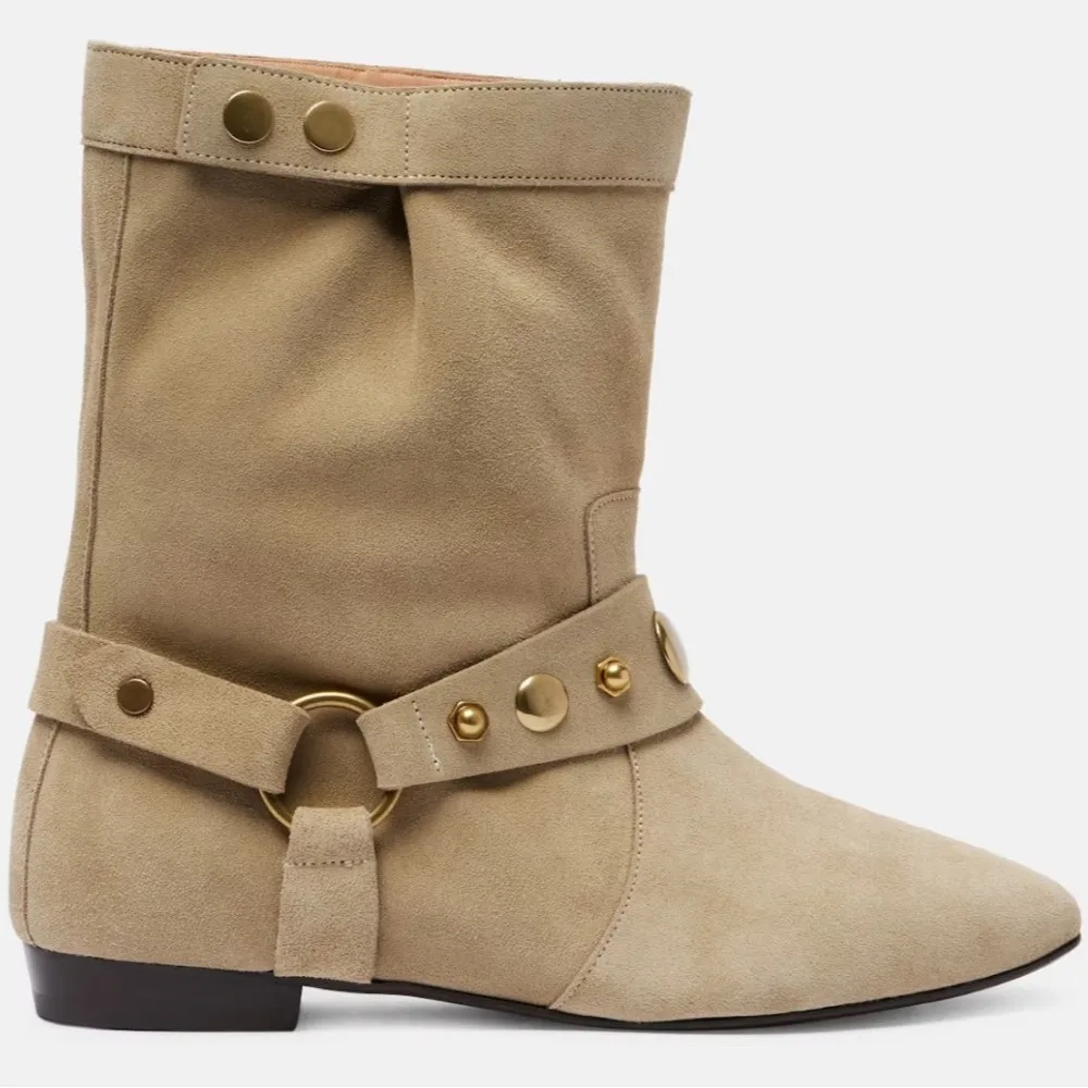 

2025 Autumn/Winter New Rivet Women's Flat Boots Fashion Round Head Western Casual Large Women's Ankle Boots