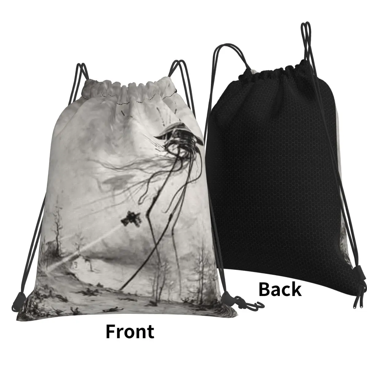 Edwardian War Of The Worlds Illustration Backpacks Fashion Drawstring Bags Sports Bag Book Bags for Travel School