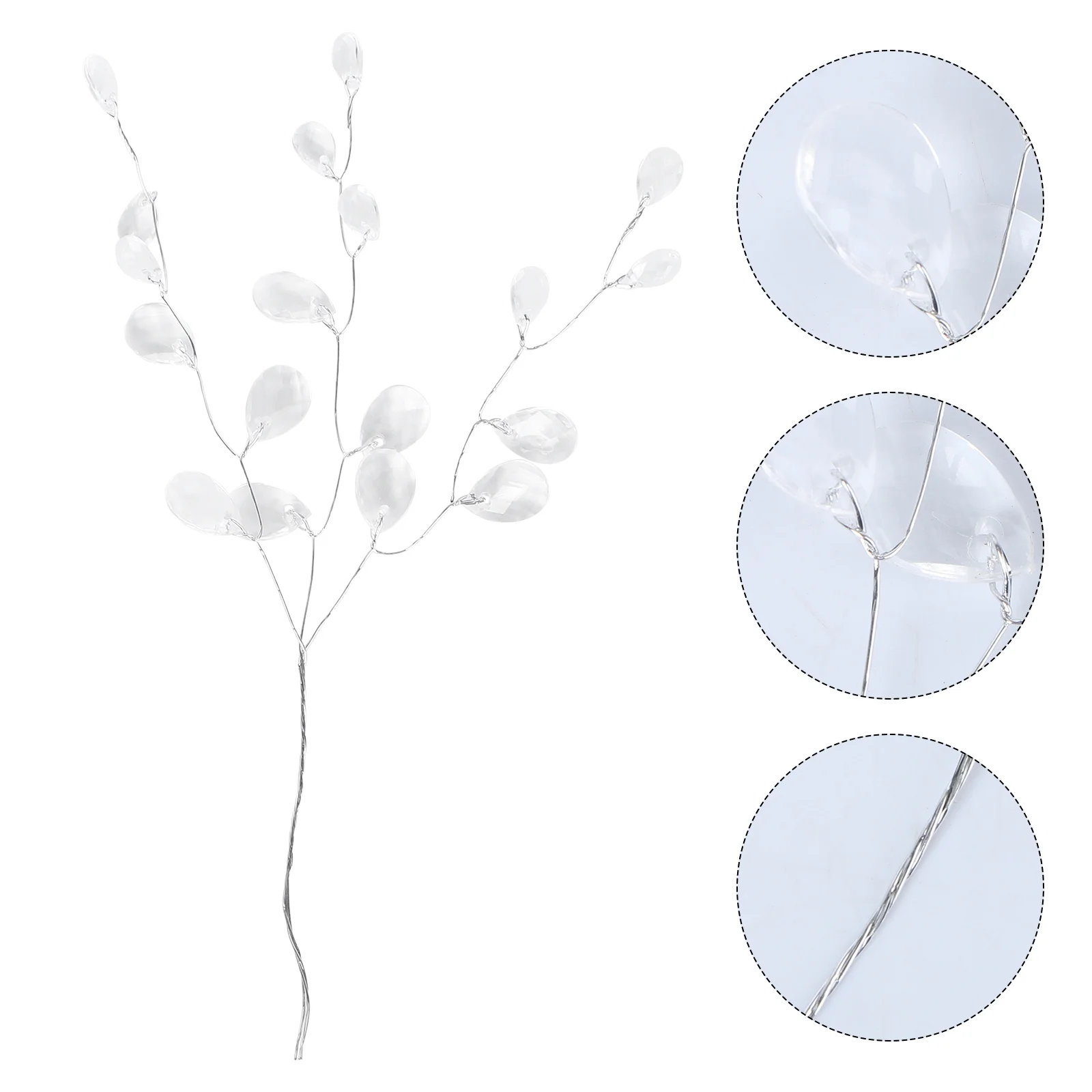 

50 Stems Tinsels Bead Drops for Wedding Accessories Tree Artificial White Acrylic Bride