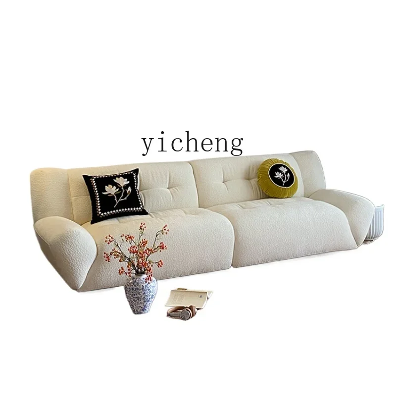 

ZZ ZF Sofa Light French Retro Cream Style Small Apartment Cloud Fabric Sofa