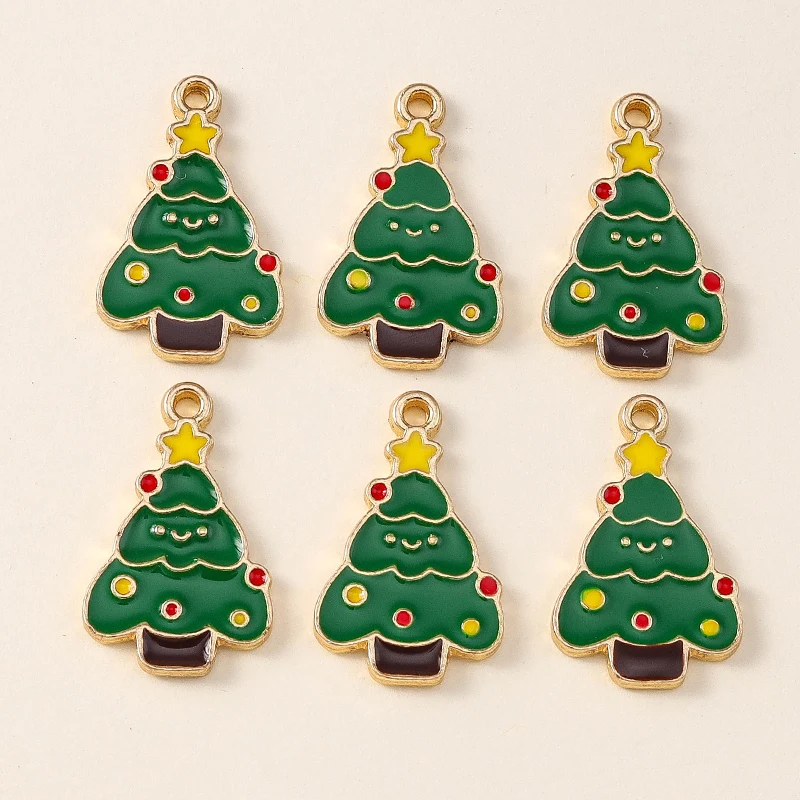 20 Stück gemischte niedliche Emaille-Weihnachtsbaum-Anhänger für die Schmuckherstellung, Tropfenohrringe, Halsketten, Armbänder, DIY-Bastelzubehör – Detail 37