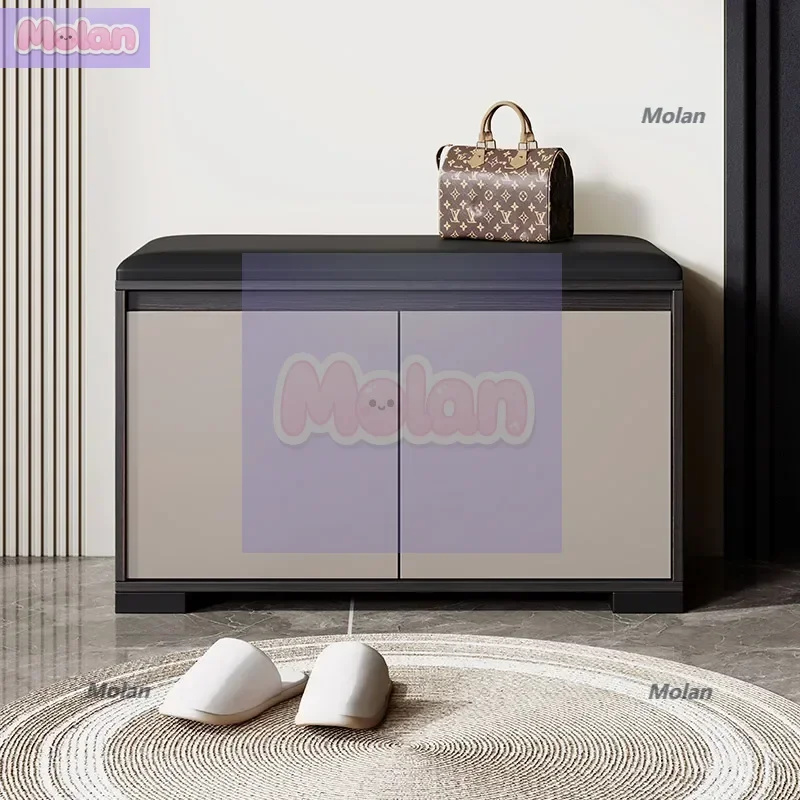

Italian-style entry door shoe change stool shoe cabinet integrated household door can sit shoe stool light luxury high sense 202