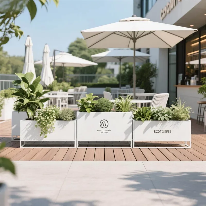 Outdoor Planter Box for Green Plants and Flowers Fresh Style Terrace Restaurant Fence Landscaping Flower Trough Combination
