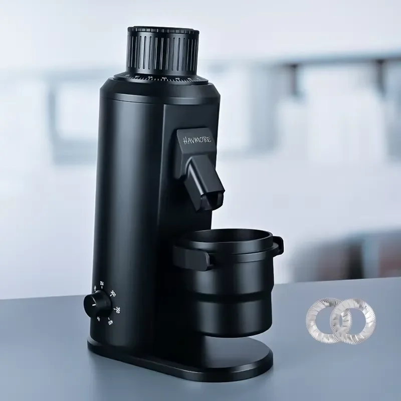 HAVMORE Automatic Stainless Steel 80MM Flat Burr Coffee Grinder 70g Capacity for Housing Household Commercial Use EMG100