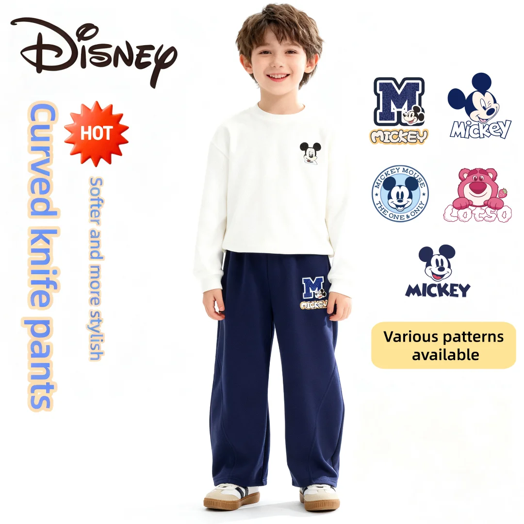 

Disney Children Cotton Sweatpants Autumn Winter Kids Windproof Sports Trousers Minnie Mickey Print Breathable Full Length Pants