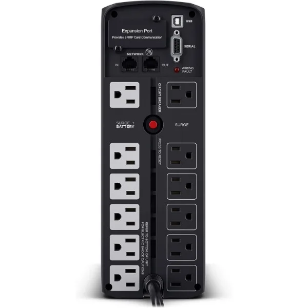 Imagem -05 - Sistema Ups Black Power Sine Cp1500pfclcd Pfc 1500va 1000w 12 Tomadas Avr Mini Torre Cyberpower