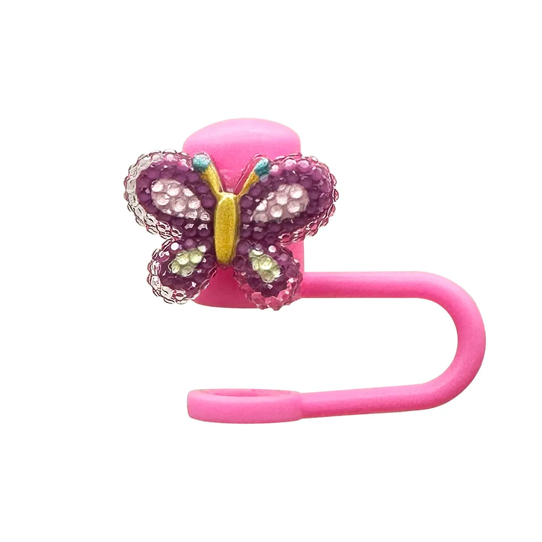 Cute Strawberry Candy Straw Covers Cap For Stanley Tumbler 10mm Cups Accessories Kawaii Silicone Straw Toppers Protector Cap