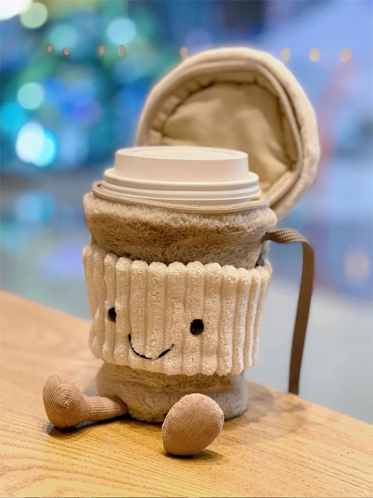 Replik Cartoon Kaffee Milch Tee Beutel Anhänger Plüsch Spielzeug Schlüsselbund Puppen Begleit Tassen Umhängetaschen Plüsch Weibliche Taschen – Detail 1