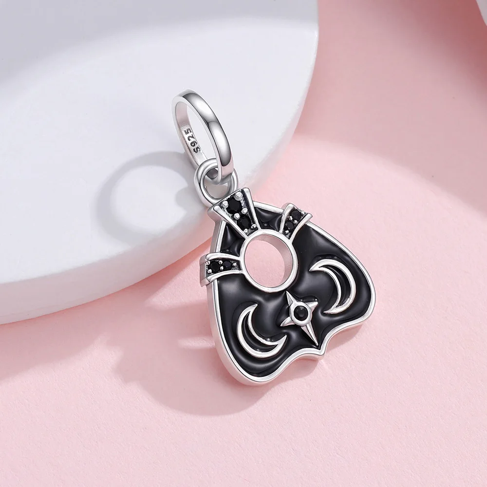 New 925 Sterling Silver Me Series Ouija Board Charm Black Pendant Jewelry Making For Classic Bracelet Ladies Halloween DIY Gifts