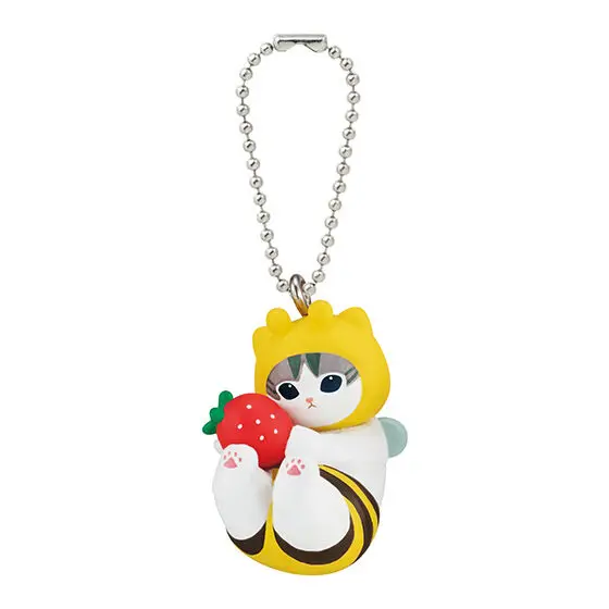 Mofusand HachiNyan Swing, Bee Cat Charms, PVC Figurines with Ball Chain, Gashapon Toy