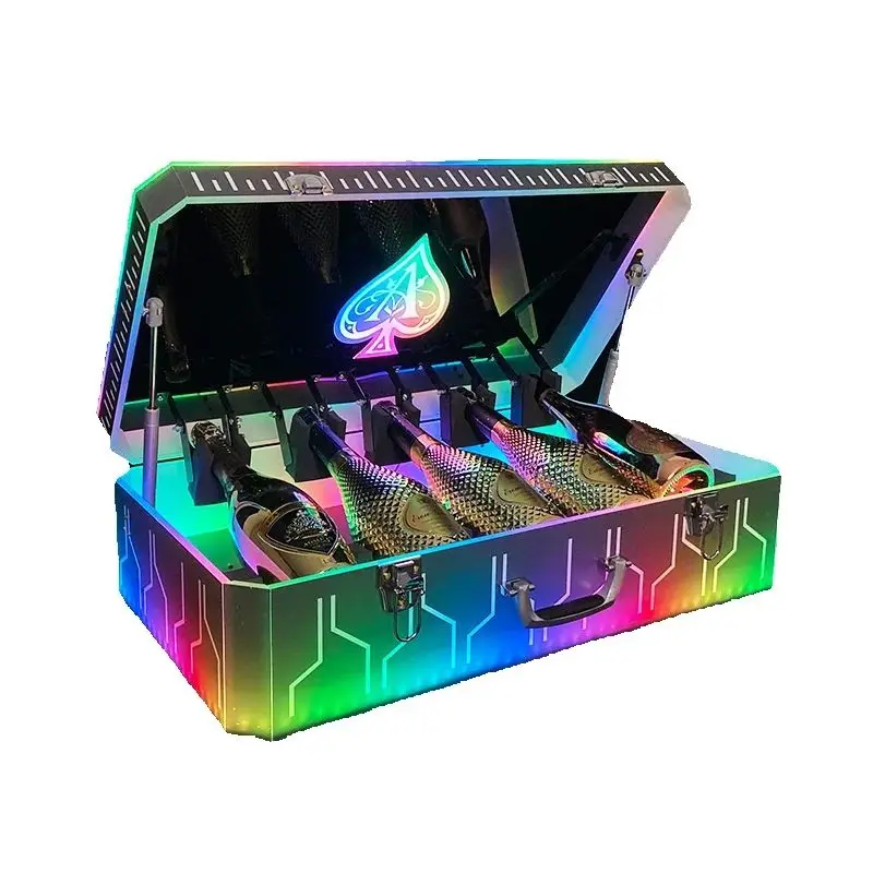 

Customizable logoSymphony Technology LED Luminous Wine Case Spade a Acrylic Wine Case Bar KTV Props Champagne Seat Box