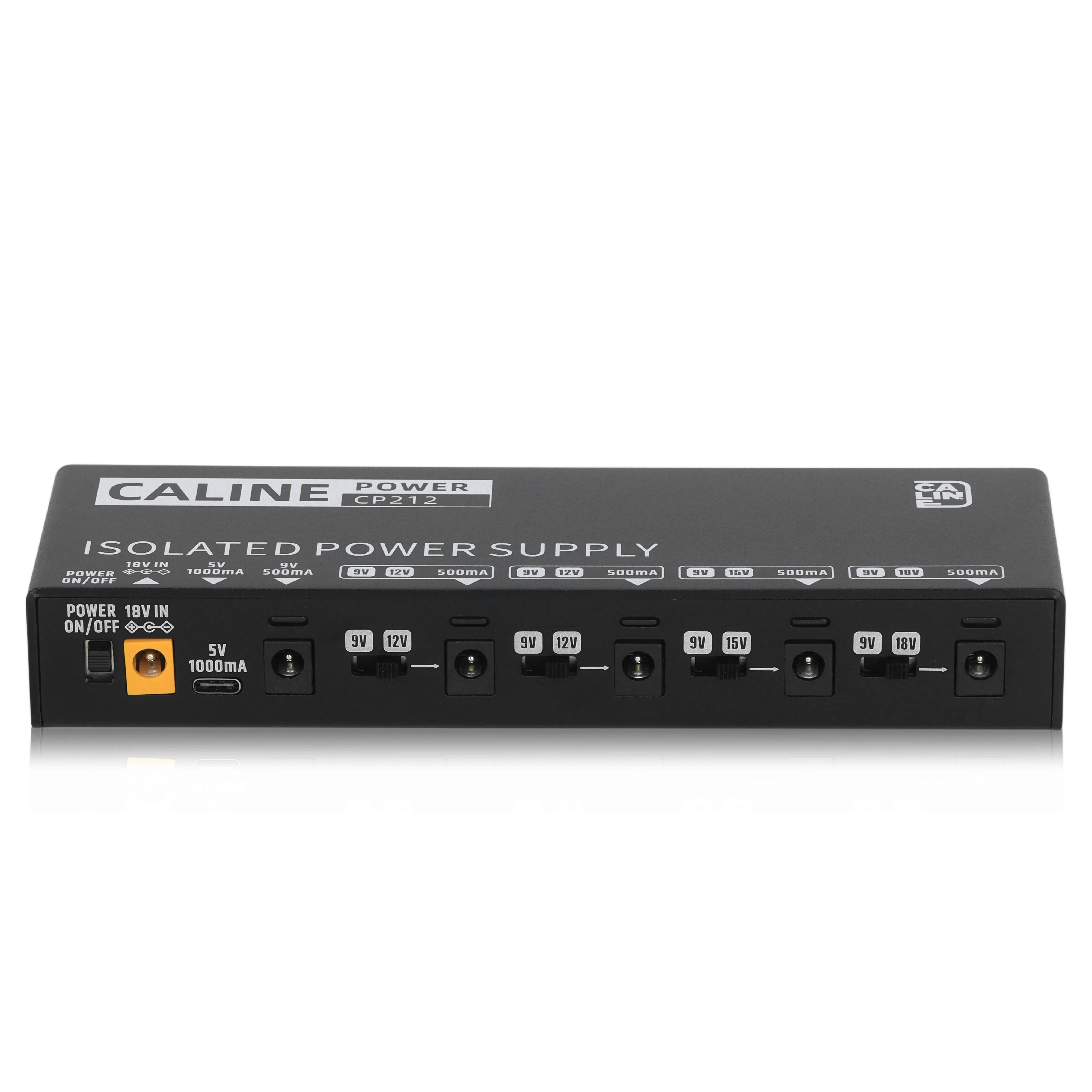 Caline CP-212 Полностью изолированный 5-канальный алюминиевый блок питания с сертификатами CE и ROHS, вход 18В, выходной ток 1А на каждый выход
