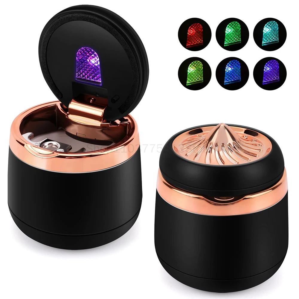 1pcs Portable Ashtray for Car Mini Car Ashtray with Lid Smokeless Ashtray Detachable Car Cigarette Ashtray with Colorful LED