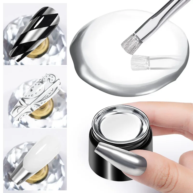 8ml Metallic Painting Gel Nail Polish Chrome Silver Mirror Effect Super Bright Drawing Line French Nail Art Gel Varnish DIY Nail view 3