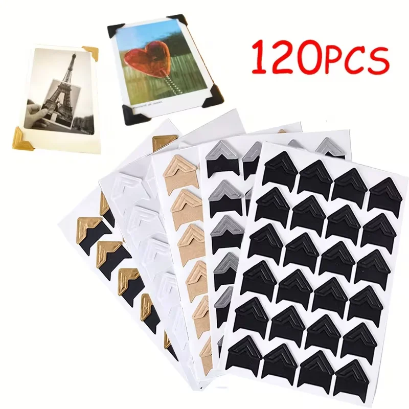 120Pcs Self-Adhesive Photo Corner Stickers, Vintage Kraft Paper DIY Album Scrapbooking Decor Accessories