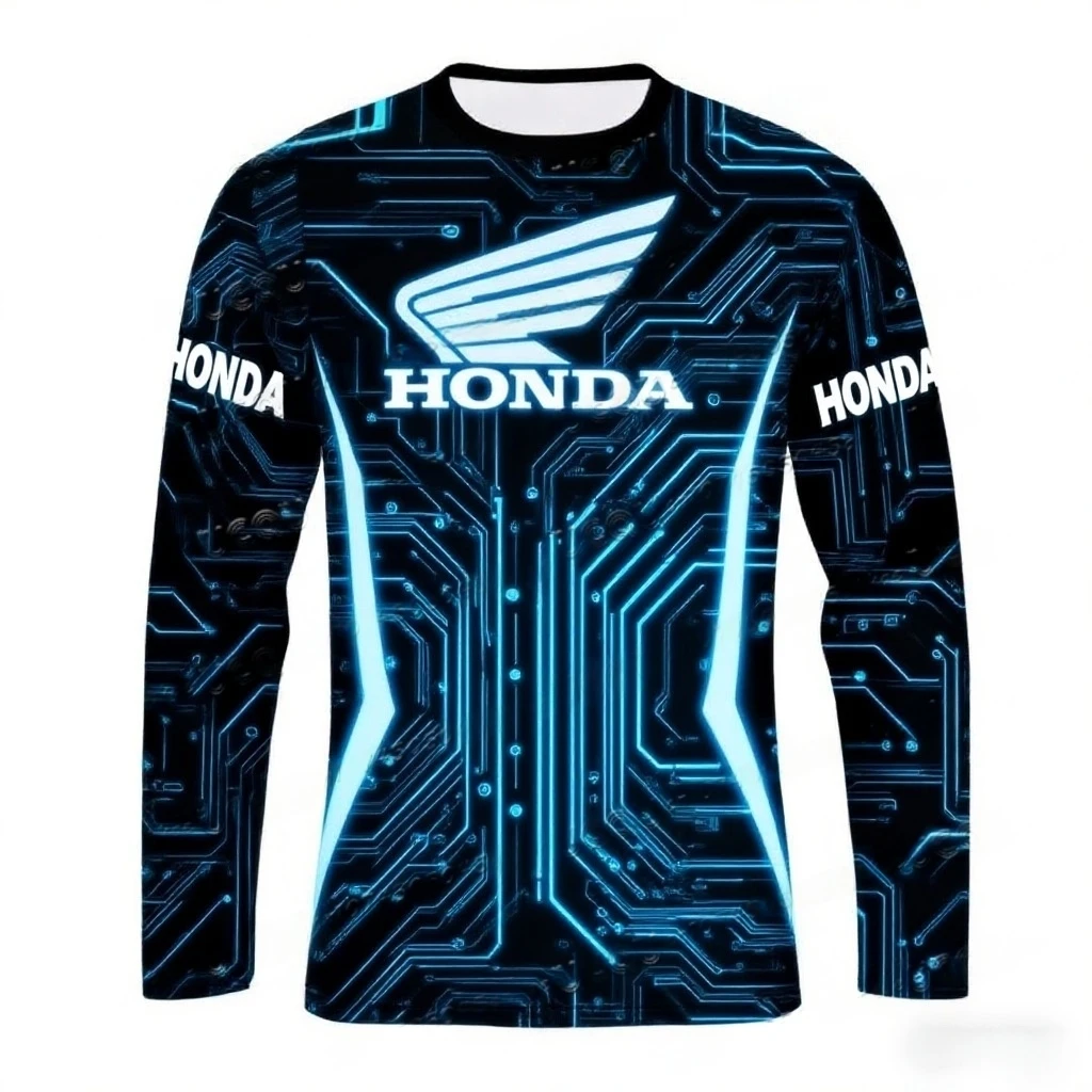 

Технологическая печать Motociclista Biker Deportiva Honda, быстросохнущая футболка с длинными рукавами для верховой езды Honda, топы для мужчин и женщин