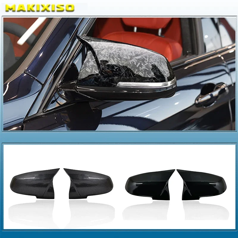1 Paar Seitenrückspiegel-Abdeckkappen für BMW 1 2 3 4 Serie F20 F30 F31 F32 F34 F36 E84 2014–2018 ABS glänzend schwarz