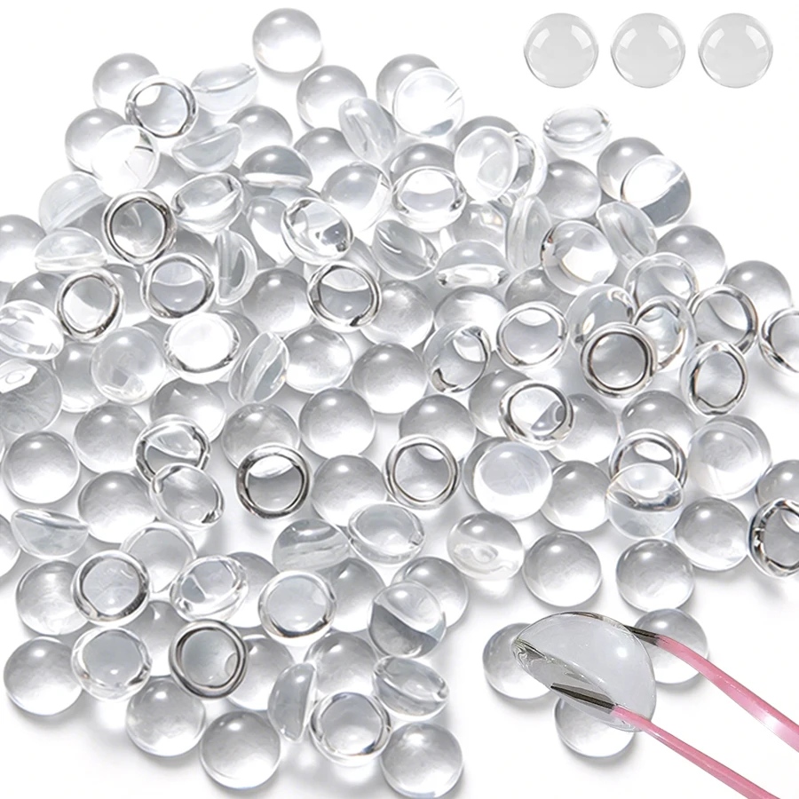 100/300/500pcs 10mm Solid Clear Acrylic Hemisphere Cabochons Flat Bottom Transparent Half Sphere Pendants for DIY Crafts & Jewel