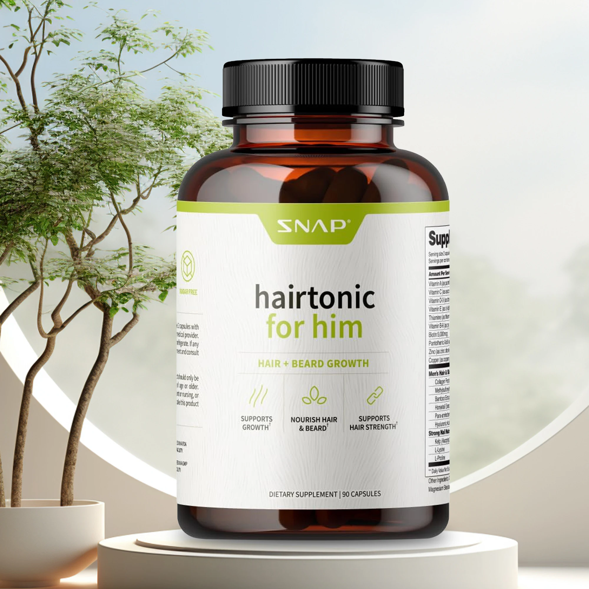 Hairtónico para él: vitaminas para el crecimiento del cabello para hombres que promueven el crecimiento del cabello y el crecimiento de la barba, apoya la salud del cuero cabelludo y del folículo del cabello