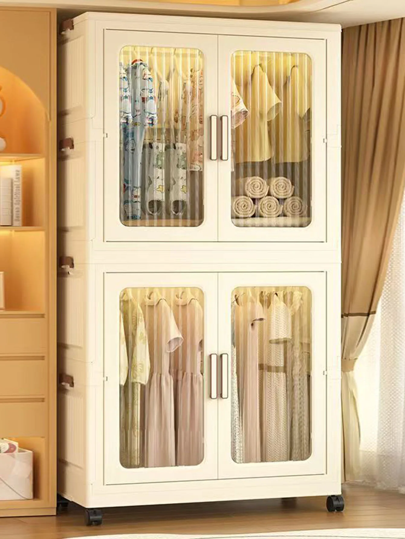 

Складной многоярусный шкаф-гардероб для детских вещей, U-образный, простой органайзер для дома, для одежды и брюк в спальне