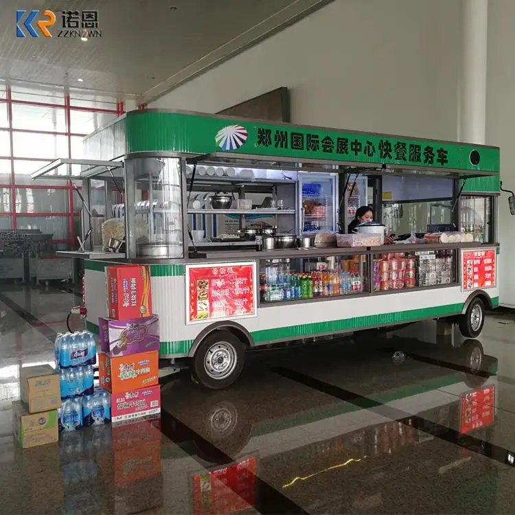 New Design Ice Cream Push Cart With Display Freezer Mobile Juices And Ice Cream Kiosk Trailer Fast Food Cart Store Truck