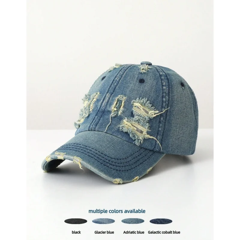 New Luxury Brand MY Embroidered Washed Denim Baseball Cap for Men High Quality Black Vintage Y2k Dad Hats Gorras Hombre