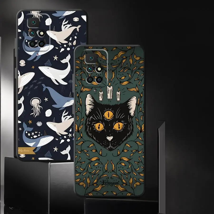 حافظة لهاتف شاومي ريدمي 12C 9 K40 K80 Pro A3 A5 14C A4 13C 10 A1 A2 Plus كارتونية ثلاثية العيون قطة