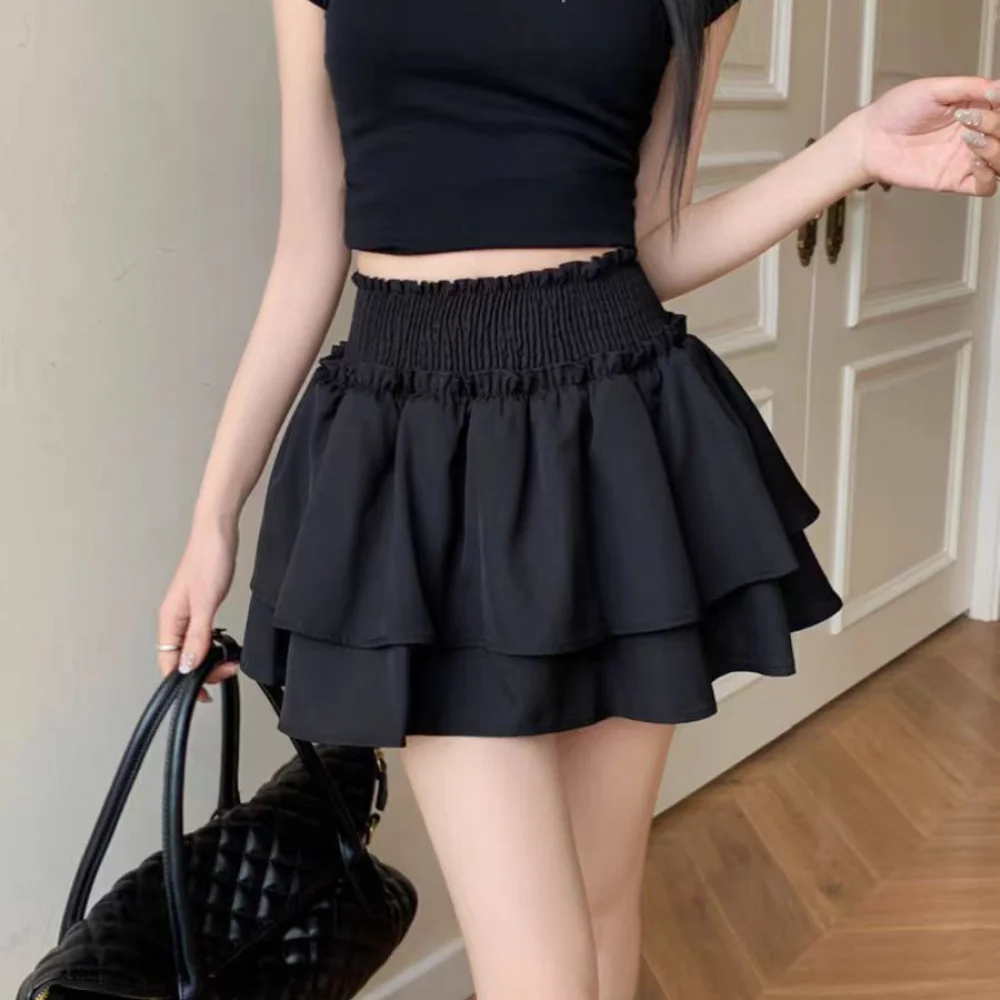 Fashion Spandex Ballet Style Skirt High Waist Elastic Elastic High-waisted Skirt Stretchy Cake Puff a-line Dress Women