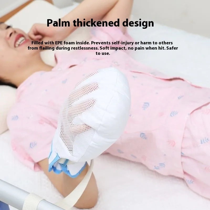 ‌Breathable Tube Protection Mittens Bedbound Patients Adjustable Wrist Restraint Anti Scratch Hand Guard Nursing Care Safety