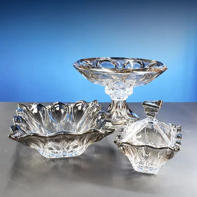 Crystal high-footed fruit plate housewarming gift high-end gift high-end exquisite high-value fruit plate new home ornament