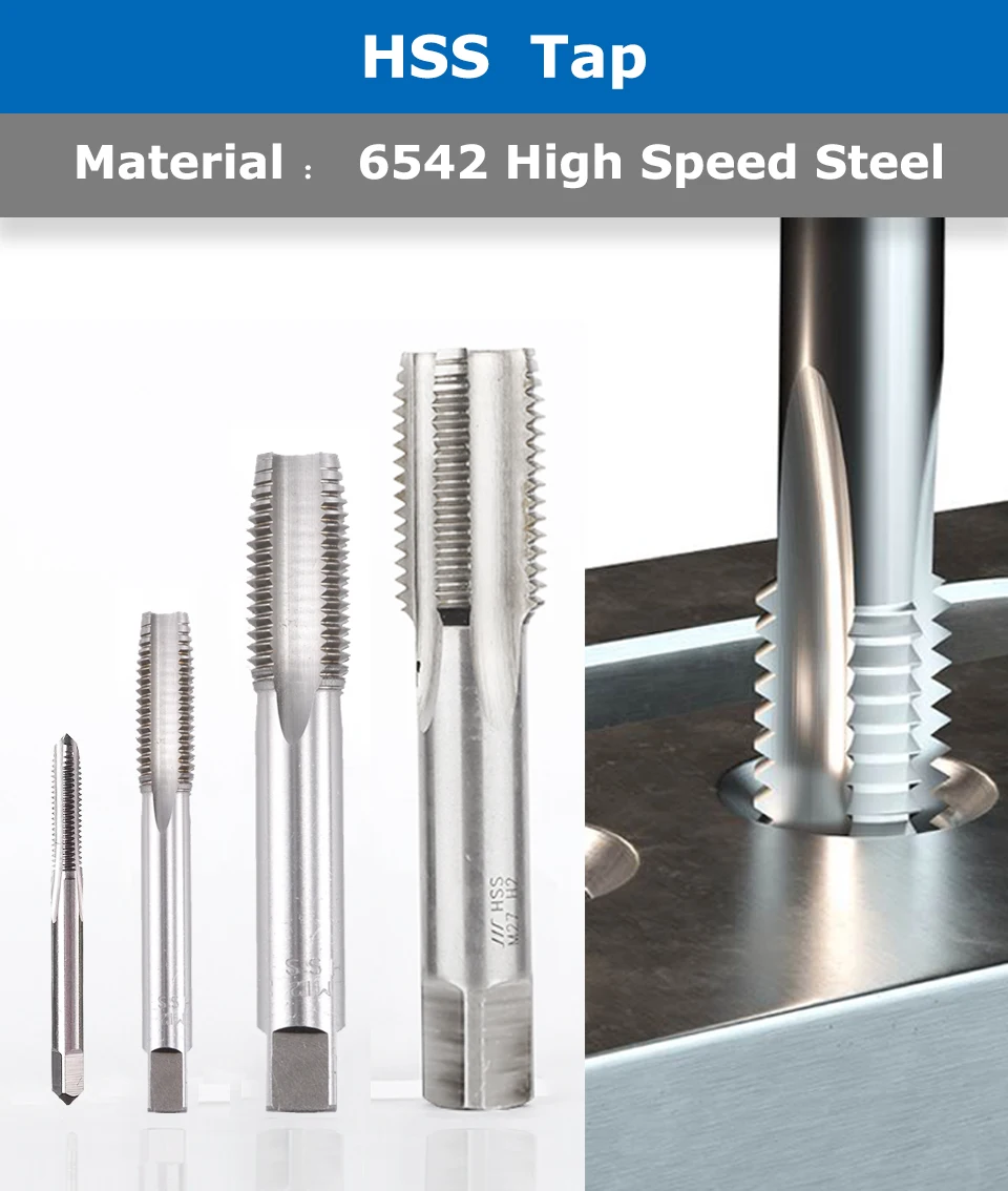 Metrische HSS-Gewindebohrermaschine mit gerader Nut für Metalldurchgangsloch M1 M2 M3 M4 M5 M6 M7 M8 M9 M10 M11 M12 M13 M14 M16 M17 M18 M19 M20 – Detail 1