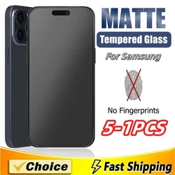 5-1PCS 9H Matte Screen Protector Glass For Samsung S25 S24 Ultra S23 S22 S21 S20 FE Plus A73 A55 A54 A35 A34 A16 A15 A14 A06 A05
