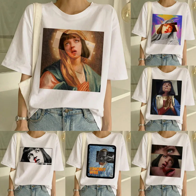 Hip Hop Parody Prayer T-Shirt Girl Funny Y2K Aesthetic American Graphic Print Tee Women Casual Short Sleeve Summer T-Shirt New