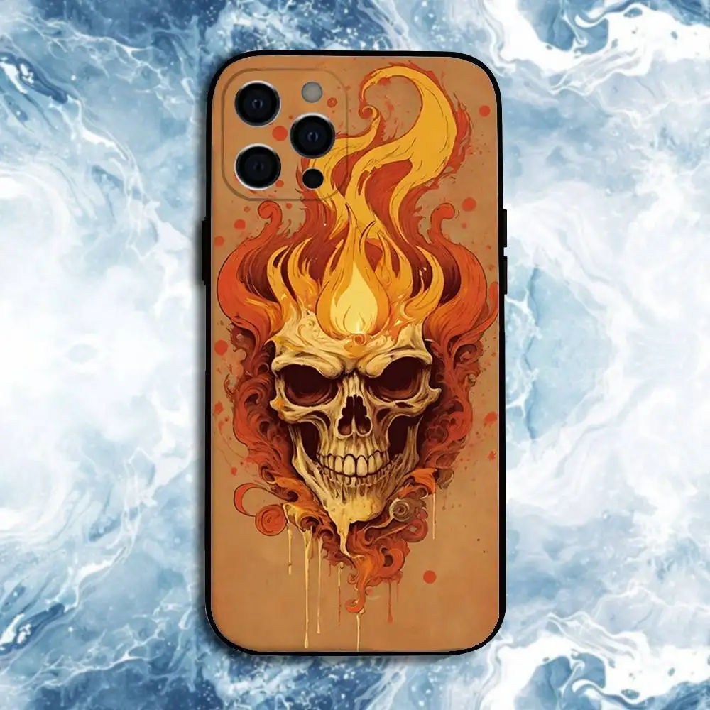 حافظة هاتف لعناصر الهيكل العظمي التوضيحية لهاتف iPhone17,16,15,14,13,12,11 Plus, Pro Max, غطاء أسود من السيليكون الناعم